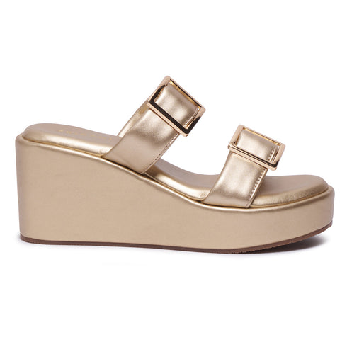 Jenaa Buckle Wedge Sandals